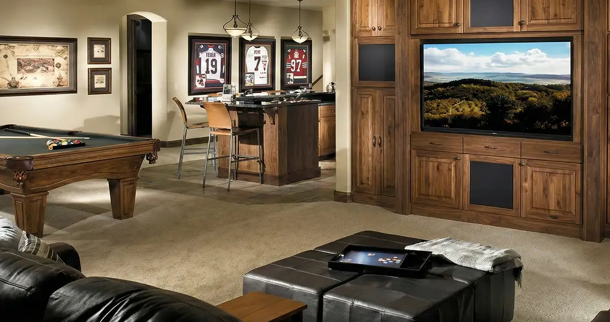 finished basement remodeling project transforming a basement into a comfortable living space in Grand Rapids, MI