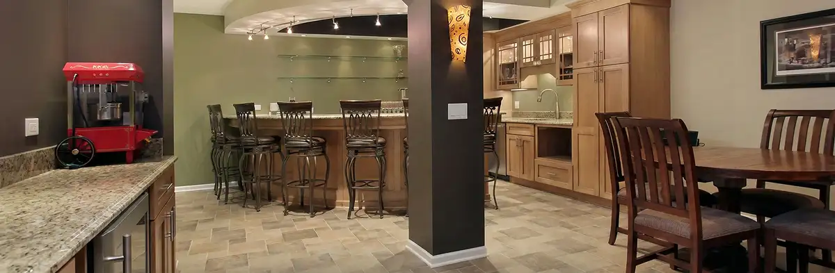 modern basement remodeling with custom finishes and open layout in a home in Grand Rapids, MI