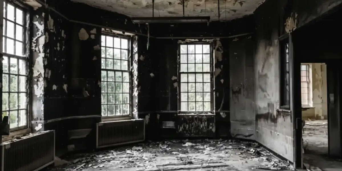 fire damage repair addressing severe interior damage and smoke residue inside a burned home in Grand Rapids, MI